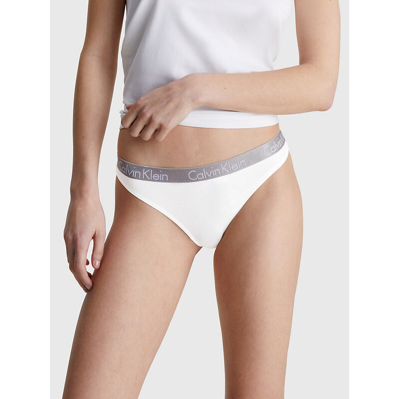 Dámská tanga Thong Radiant Cotton 000QD3539E100 bílá - Calvin Klein