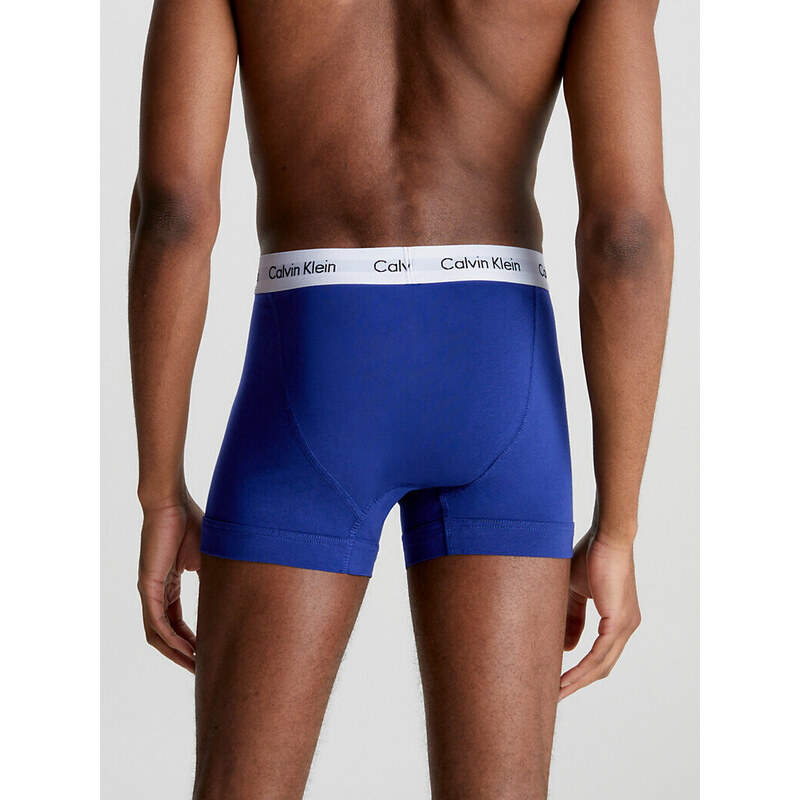 Pánské trenky 3 Pack Trunks Cotton Stretch 0000U2662GI03 bílá/červená/modrá - Calvin Klein