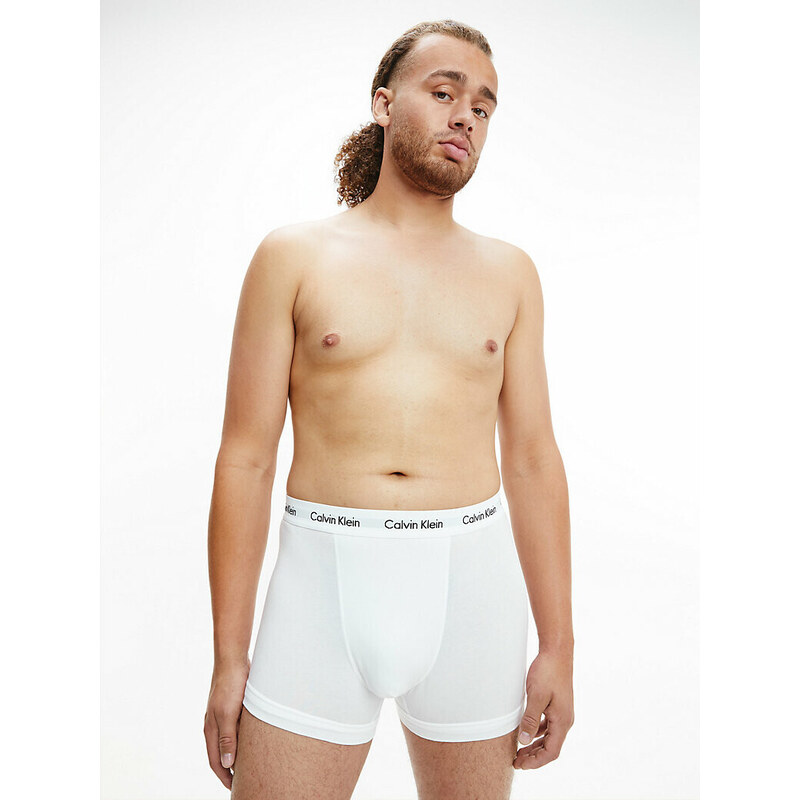 Pánské trenky 3 Pack Trunks Cotton Stretch 0000U2662GI03 bílá/červená/modrá - Calvin Klein