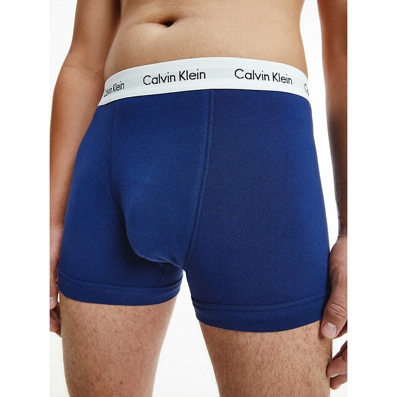 Pánské trenky 3 Pack Trunks Cotton Stretch 0000U2662GI03 bílá/červená/modrá - Calvin Klein