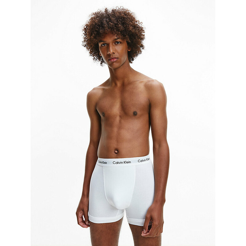 Pánské trenky 3 Pack Trunks Cotton Stretch 0000U2662GI03 bílá/červená/modrá - Calvin Klein