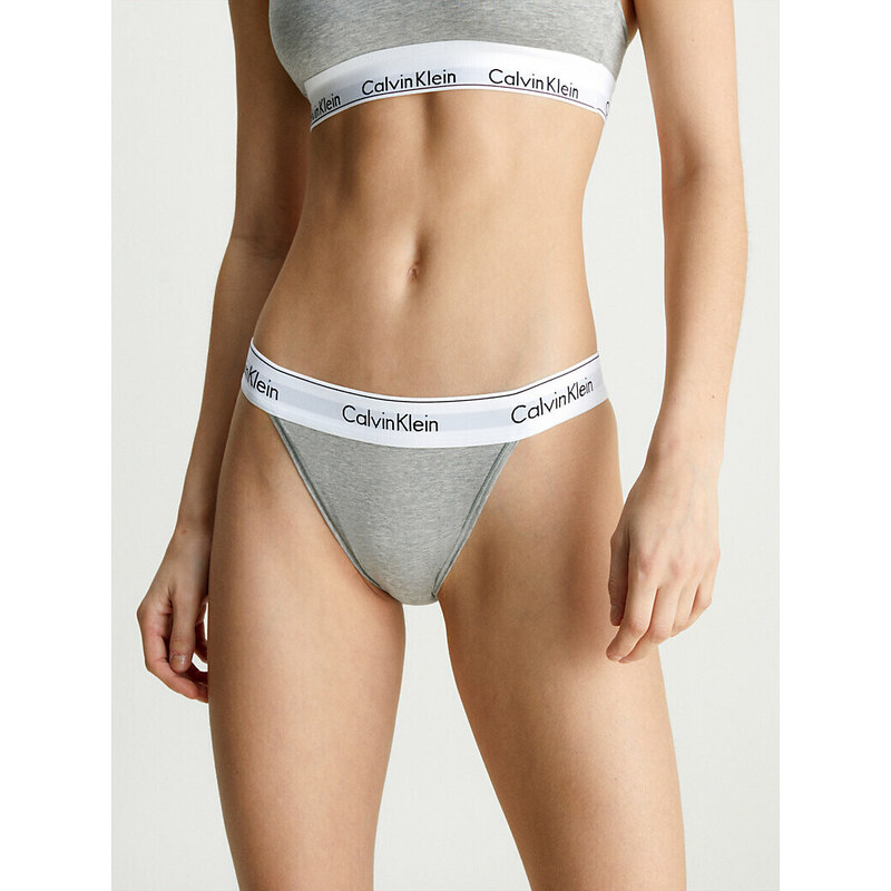 Dámské brazilky Tanga Modern Cotton 000QF4977A020 šedá - Calvin Klein