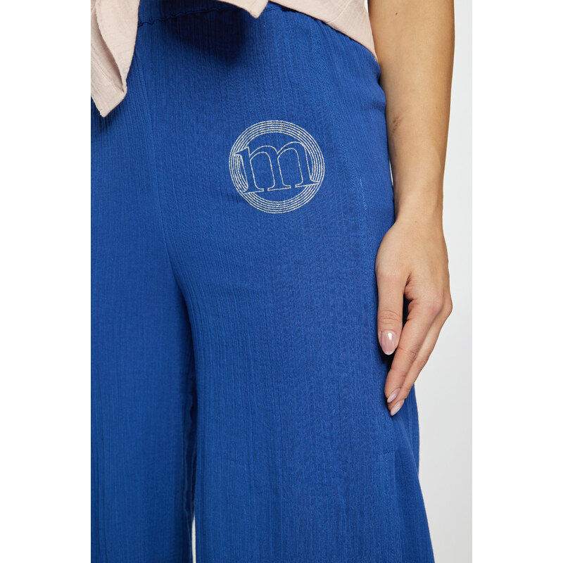 Monnari Kalhoty Dámské bavlněné kalhoty s rozparky Navy Blue