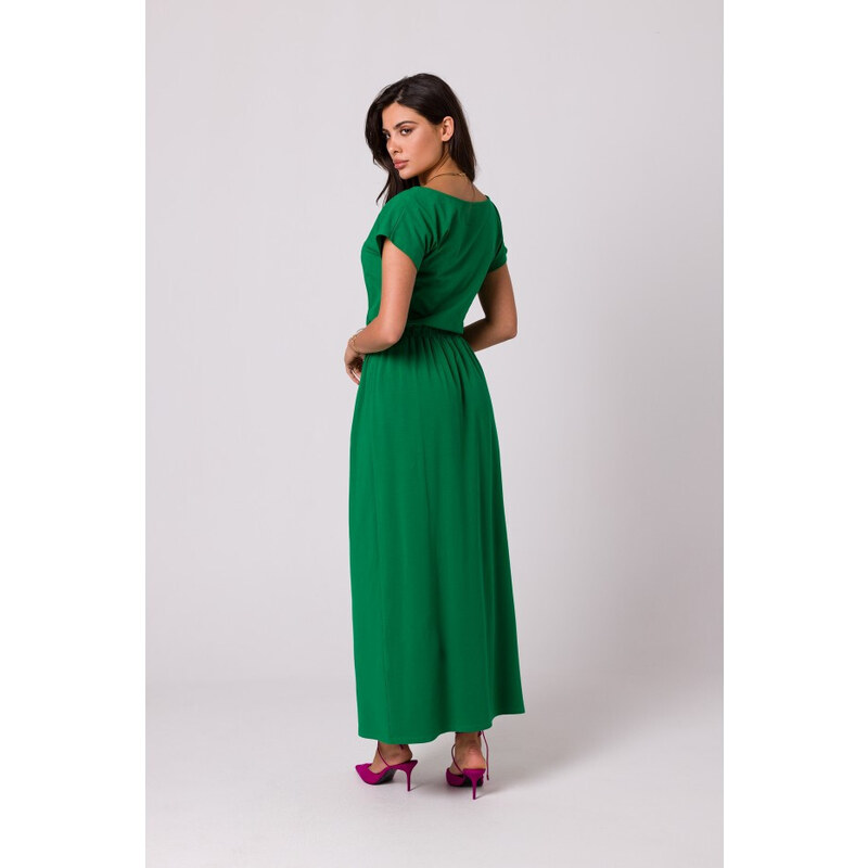 model 18407315 Maxi šaty s elastickým pasem zelené - BeWear