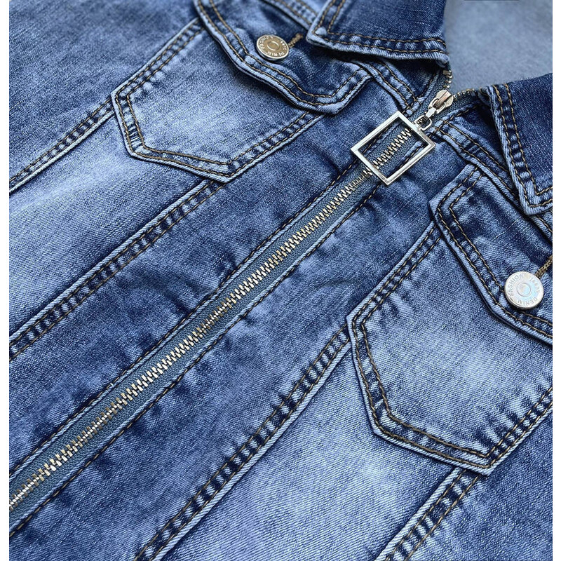 GOURD JEANS Světle modré džínové šaty s krátkými rukávy (GD6620)