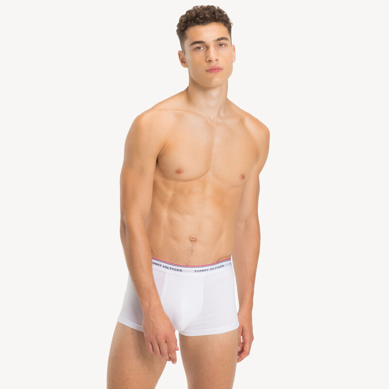 Pánské trenky 3-PACK PLUS CONTRAST LOGO WAISTBAND TRUNKS 1U87905252004 černá/šedá/bílá - Tommy Hilfiger