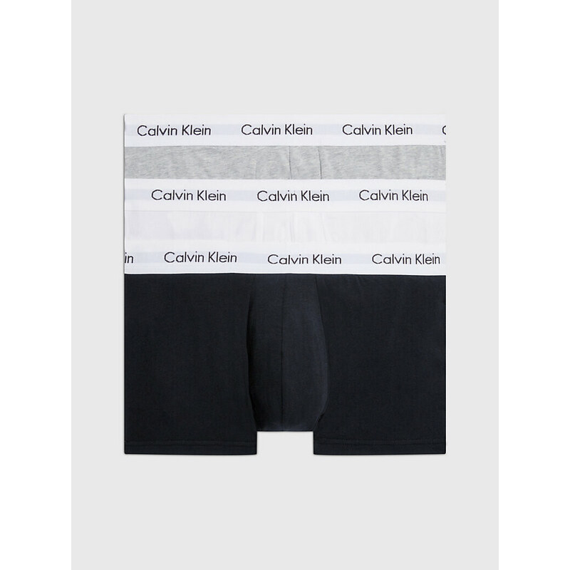 Pánské trenky 3 Pack Low Rise Trunks Cotton Stretch 0000U2664G998 černá/bílá/šedá - Calvin Klein