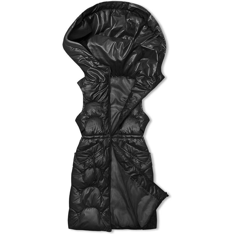S'WEST Černá vypasovaná vesta s kapucí (B8172-1)