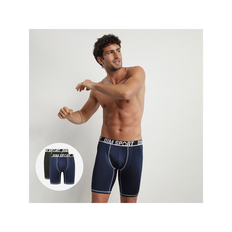 Pánské sportovní boxerky 2 ks DIM SPORT LONG BOXER 2x - DIM SPORT - černá