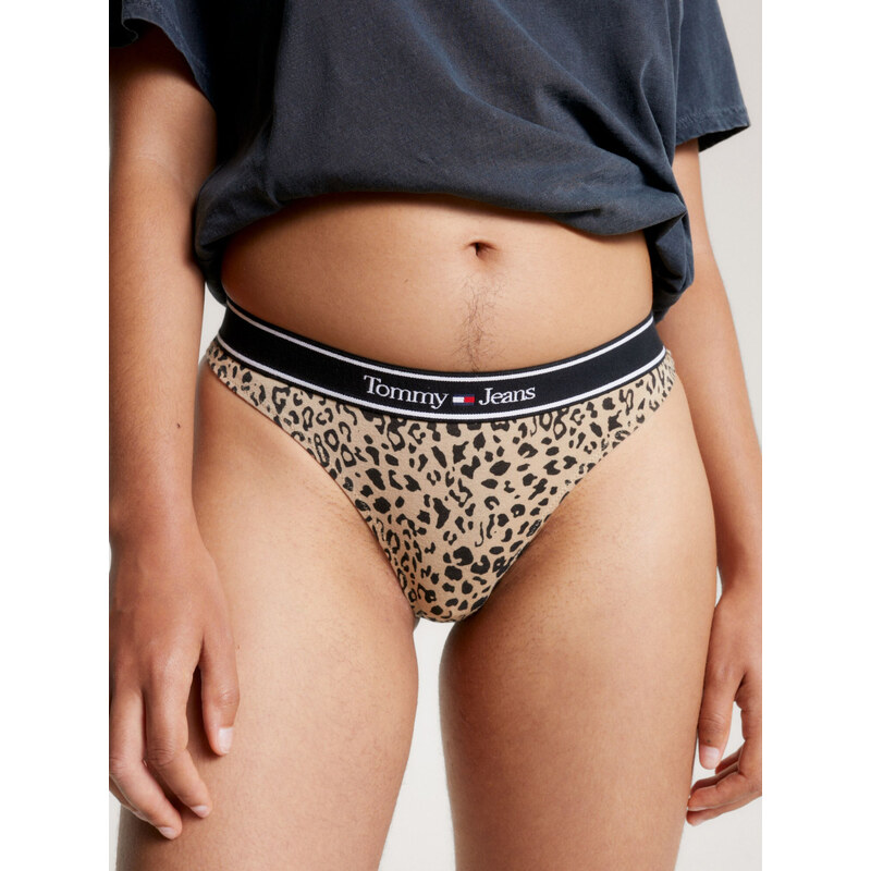 Dámská tanga UW0UW04999 0HD zvířecí vzor - Tommy Hilfiger