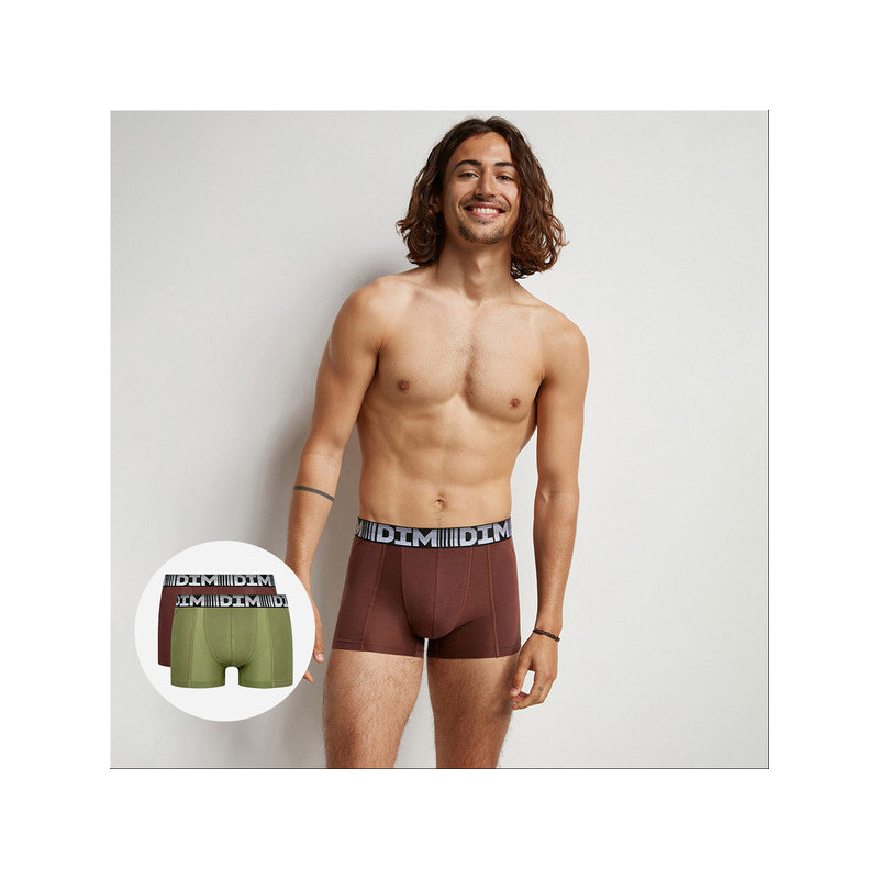 Pánské boxerky 2ks DIM COTTON 3D FLEX AIR BOXER 2x - DIM - green