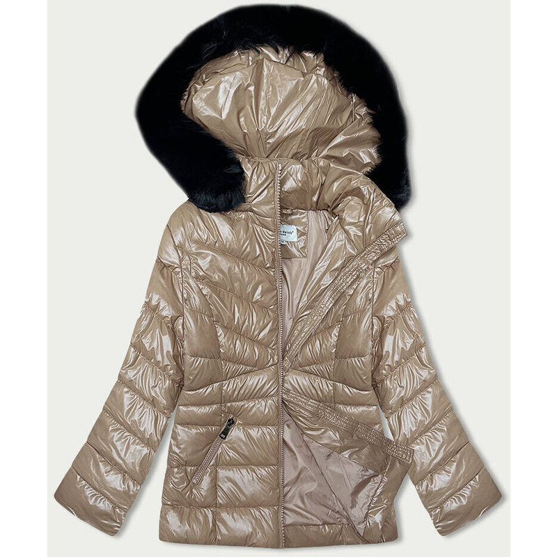 MELYA MELODY Béžová prošívaná dámská zimní bunda (V776G)
