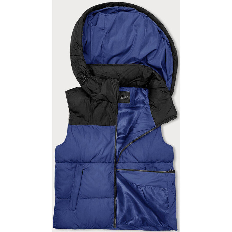 Dámská krátká vesta s kapucí j.style tmavě modro-černá (16M9112-184) 86896173