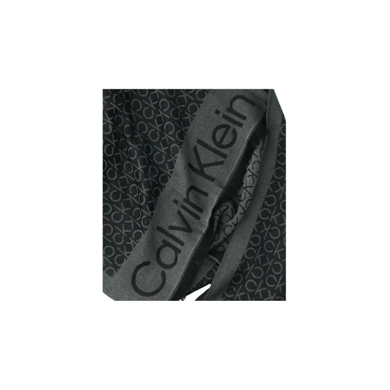 Calvin Klein dámský šál s monogramem a logem černý