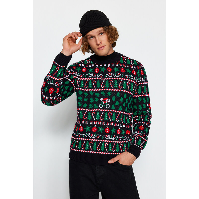 Trendyol Multi Color Regular Fit Crew Neck Christmas Knitwear Sweater