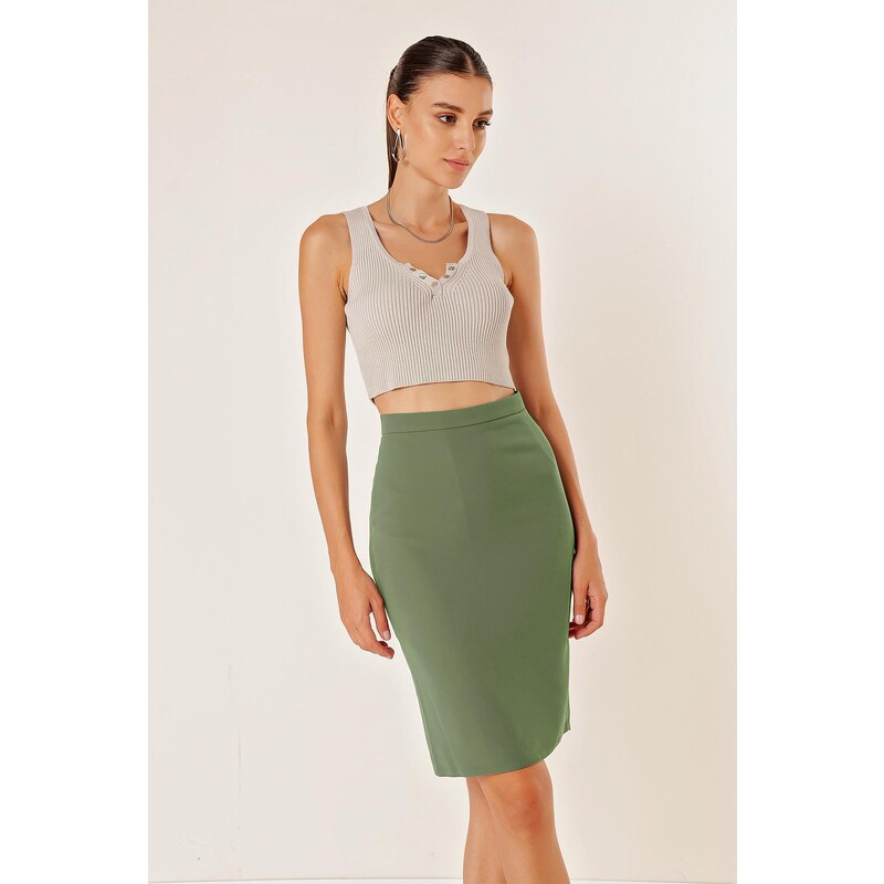 By Saygı Lined Imported Crepe Cube Skirt