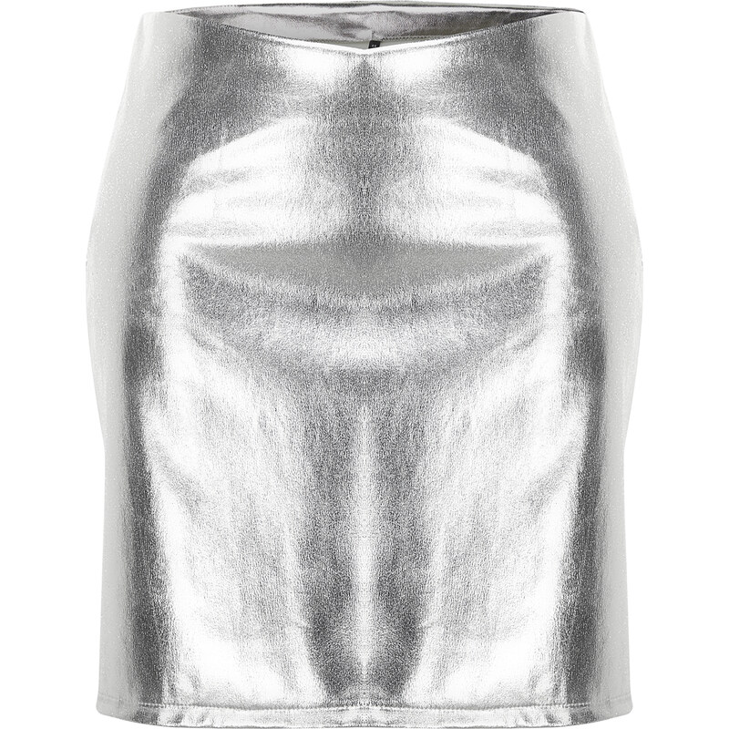 Trendyol Curve Silver Shiny Mini Woven Skirt