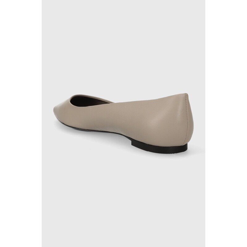 Kožené baleríny Tommy Hilfiger ESSENTIAL POINTED BALLERINA béžová barva, FW0FW07863