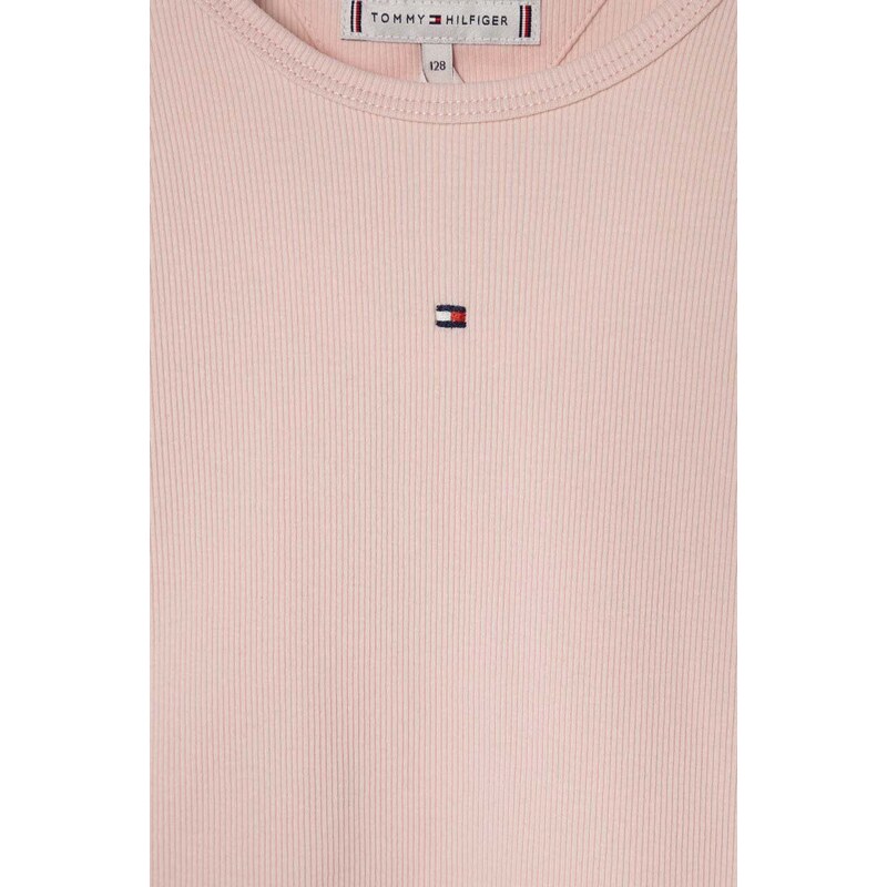 Dětské tričko s dlouhým rukávem Tommy Hilfiger růžová barva