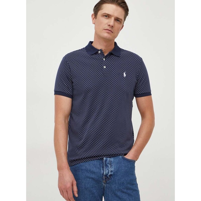 Bavlněné polo tričko Polo Ralph Lauren tmavomodrá barva