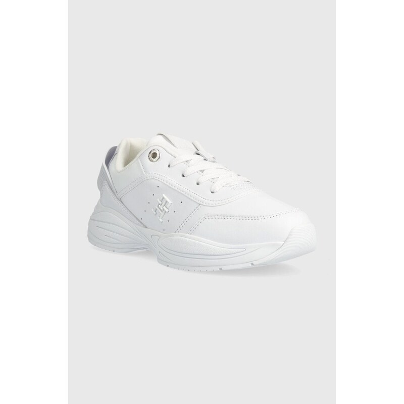 Kožené sneakers boty Tommy Hilfiger TECH HEEL RUNNER bílá barva, FW0FW07701