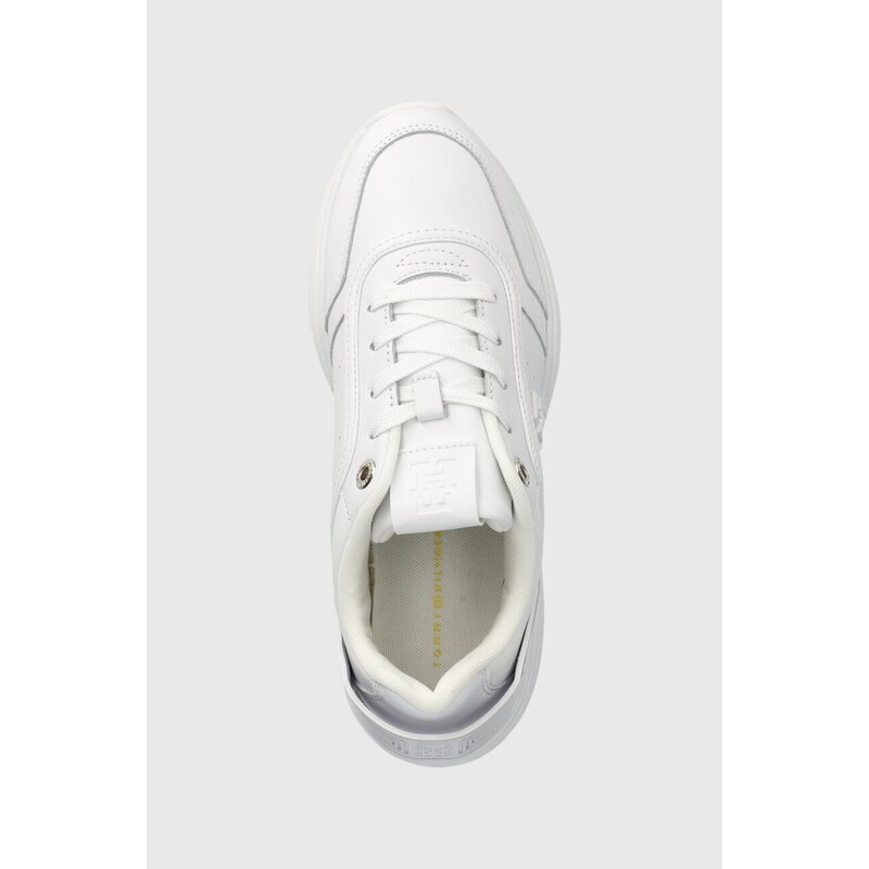 Kožené sneakers boty Tommy Hilfiger TECH HEEL RUNNER bílá barva, FW0FW07701