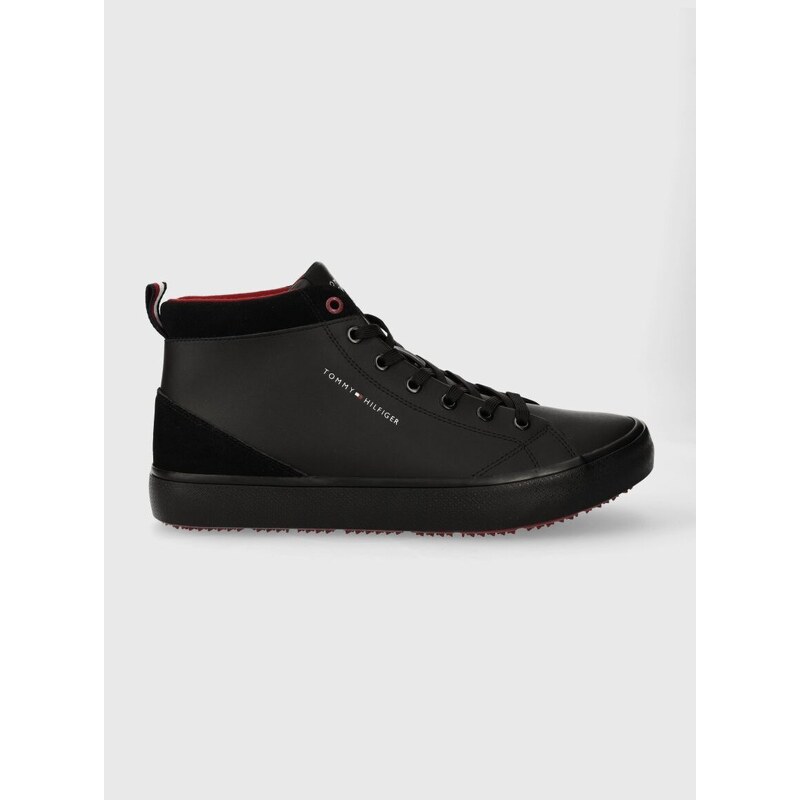 Kožené sneakers boty Tommy Hilfiger TH HI VULC CLEAT LTH MIX černá barva,  FM0FM04883 - GLAMI.cz