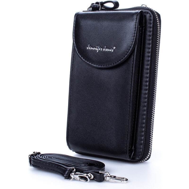 Jennifer Jones Mini kabelka na telefon a peněženka s popruhem na krk černá 1125
