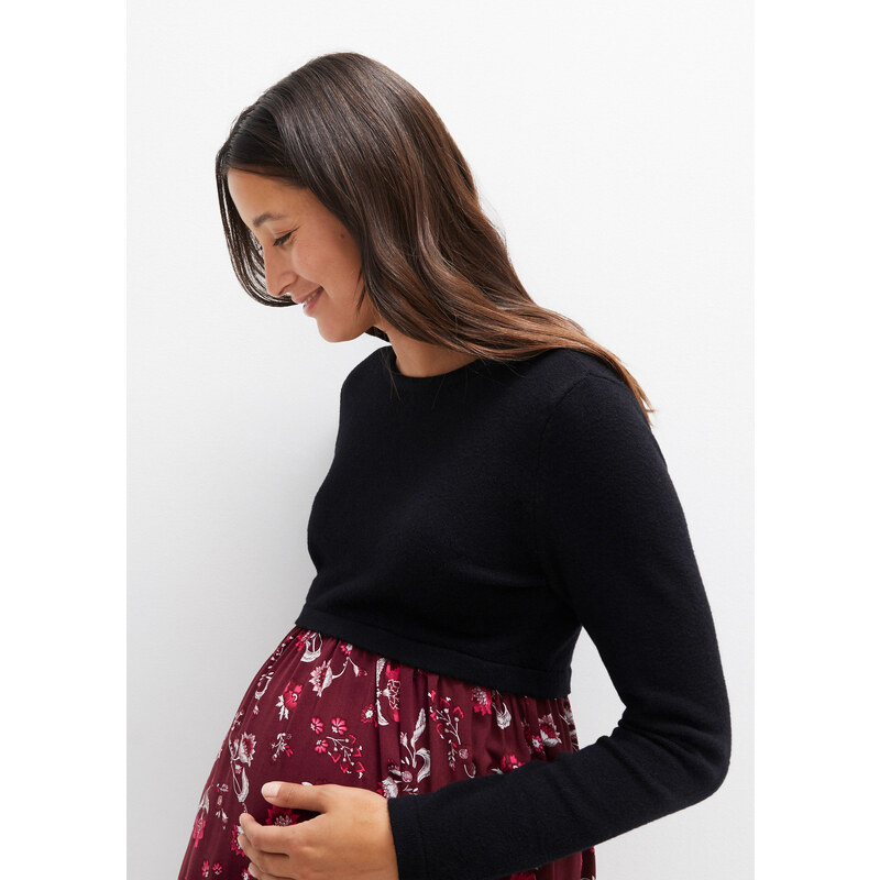 bonprix Těhotenské šaty z úpletu Černá