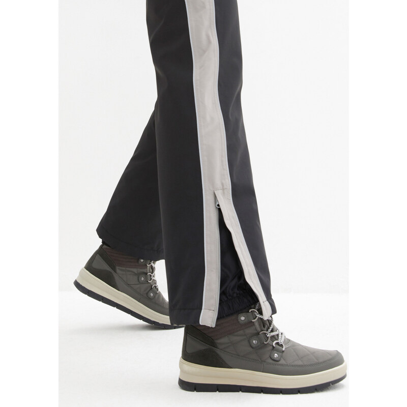 bonprix Funkční termo kalhoty s reflexními prvky, nepromokavé, Straight Černá
