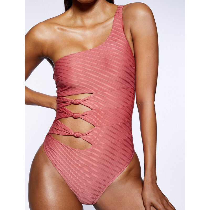 Koton One Shoulder Swimsuit with Window Detail