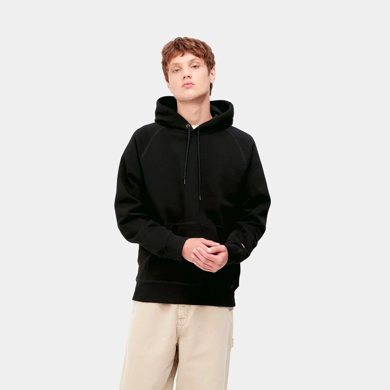 Carhartt WIP Mikina s kapucí Chase Černá / Zlatá I026384_00F_XX