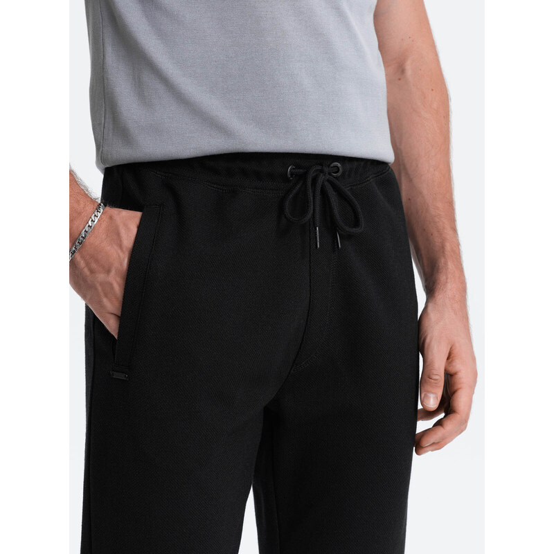 Ombre Clothing Pánské tepláky mrkvového střihu - černé V1 OM-PASK-0166