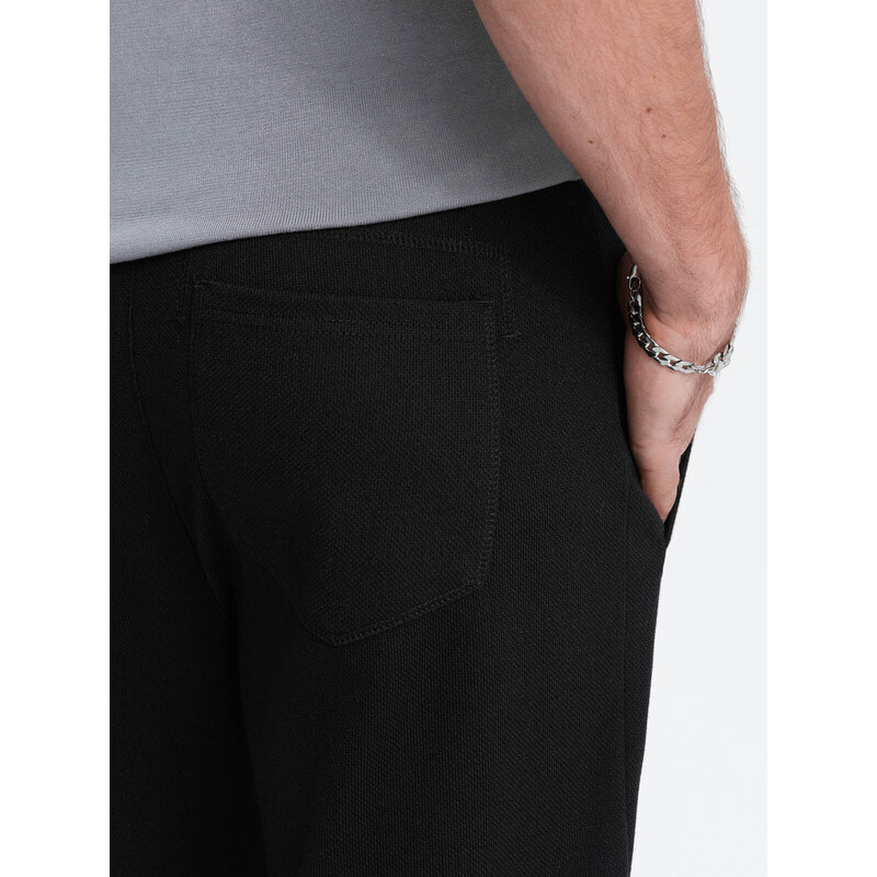 Ombre Clothing Pánské tepláky mrkvového střihu - černé V1 OM-PASK-0166