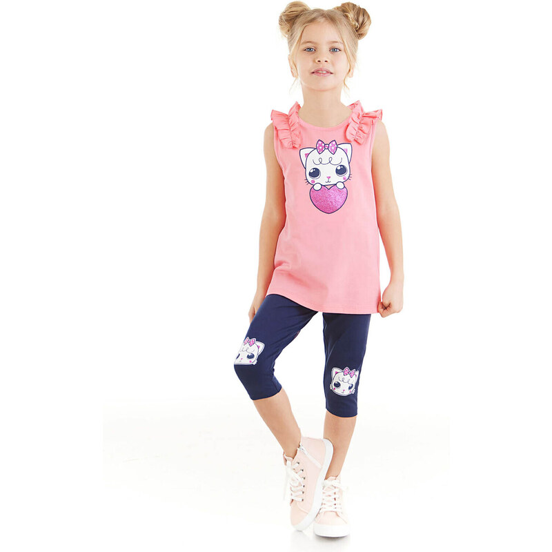 Denokids Kitten Girl T-shirt Tights Set