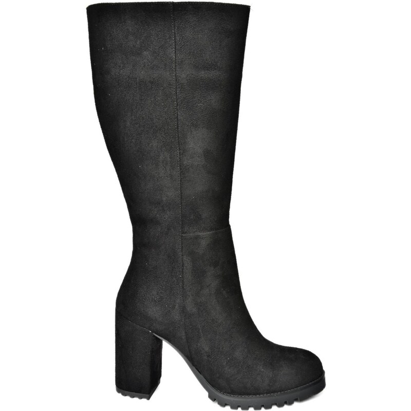 Fox Shoes R518911402 Women's Black Suede Thick Heeled Boots