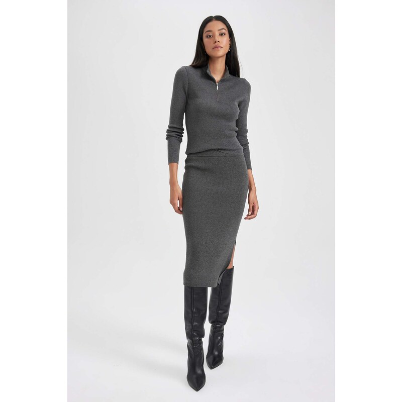 DEFACTO Slim Fit Ribana Skirt