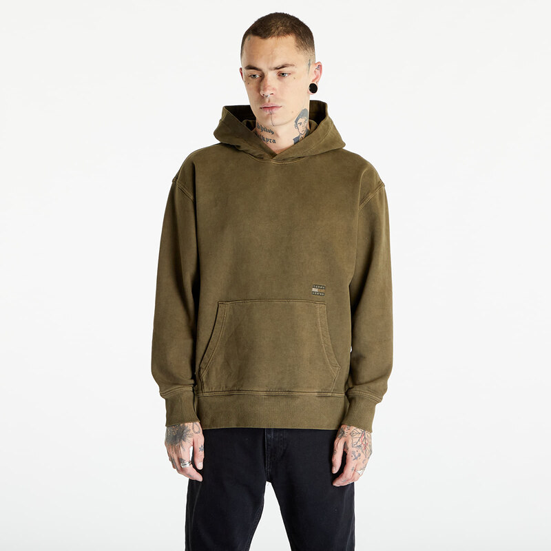 Tommy Hilfiger Pánská mikina Tommy Jeans Relaxed Tonal Badge Hoodie Drab Olive Green