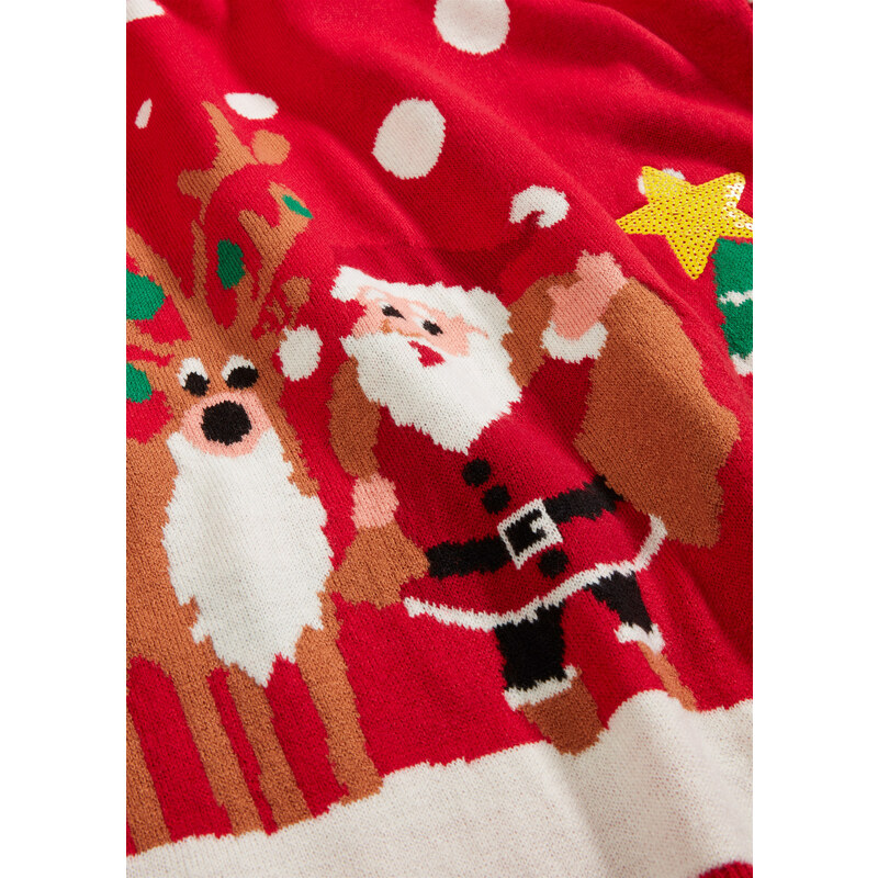bonprix Vánoční svetr z jemné pleteniny Červená