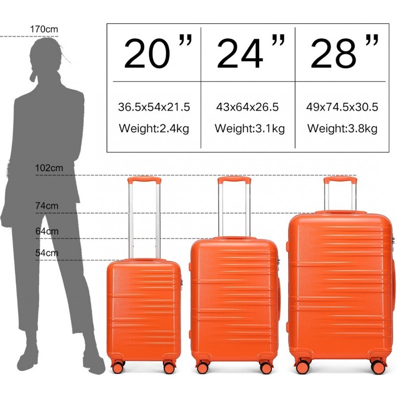 Set kufrů - British traveller, z polykarbonátu a TSA zámkem, oranžová