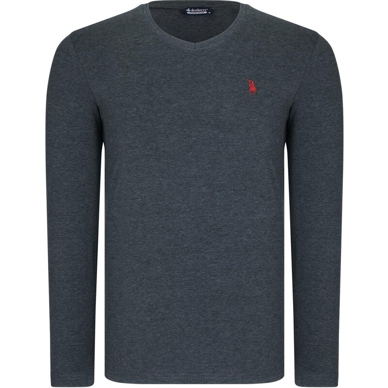 QUADRUPLE SET T8587 DEWBERRY V-NECK MEN'S SWEATSHIRT-ANTHRACITE-NAVY-WHITE-BURGUNDY