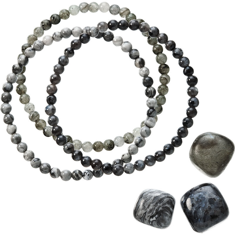 EVOLUTION GROUP Náramky s minerálními kameny labradorite, jaspis 43043.3 černý
