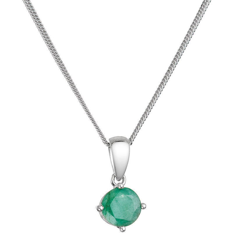 Evolution Group s.r.o. Stříbrný náhrdelník s pravým kamenem zelený 12080.3 emerald