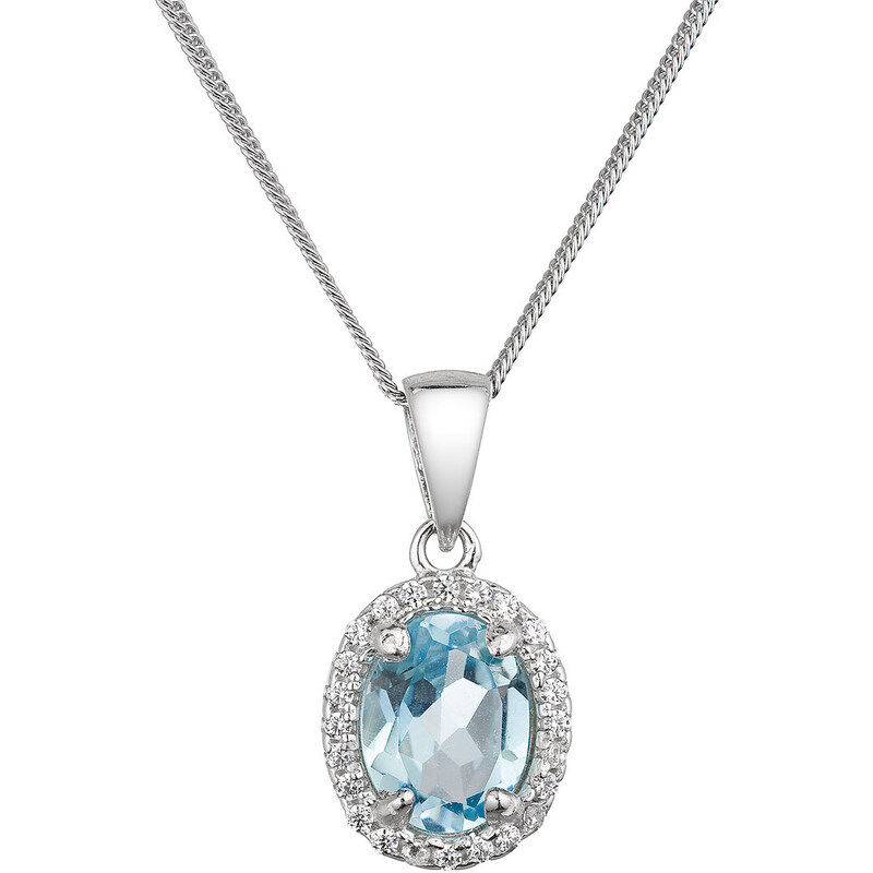 EVOLUTION GROUP Stříbrný náhrdelník luxusní s pravým kamenem modrý 12086.3 sky topaz