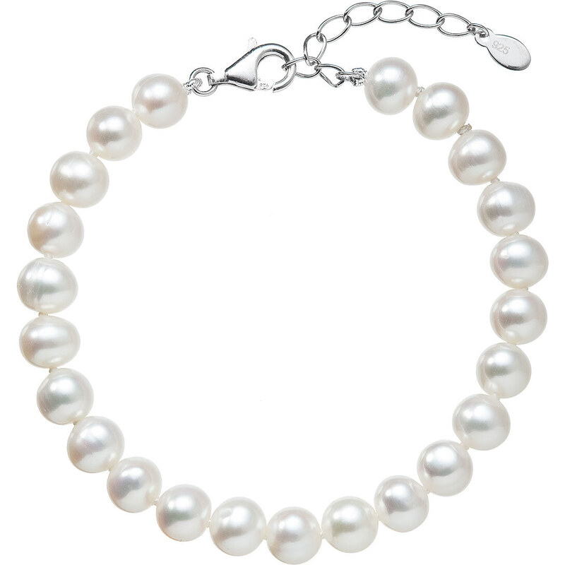 EVOLUTION GROUP Perlový náramek z pravých říčních perel bílý 23029.1 bílá