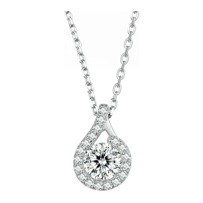 GRACE Silver Jewellery Stříbrný náhrdelník 1 ct MOISSANITE, stříbro 925/1000 + CERTIFIKÁT