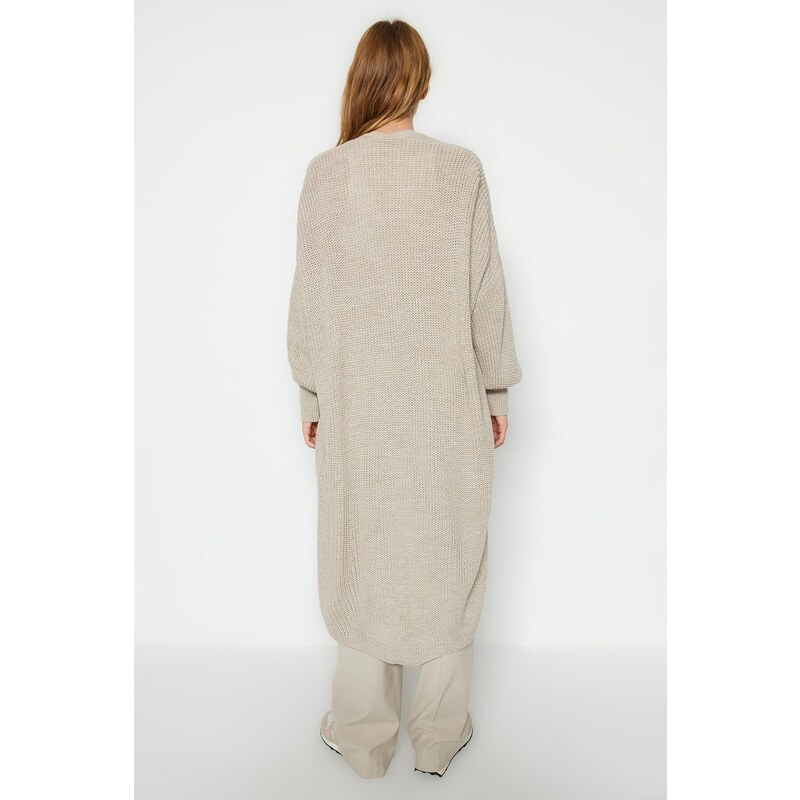 Trendyol Stone Maxi Basic Knitwear Cardigan