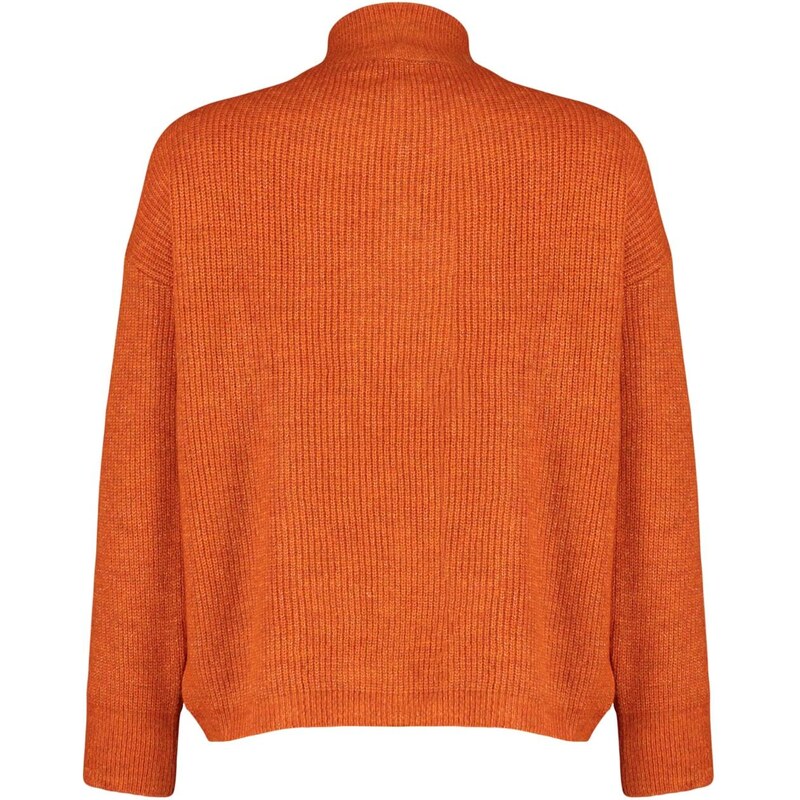 Trendyol Orange Soft Textured Zippered Knitwear Sweater