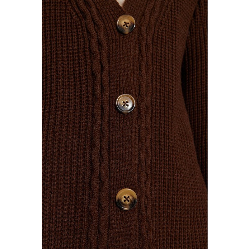 Trendyol Brown Knit Detailní pletený svetr