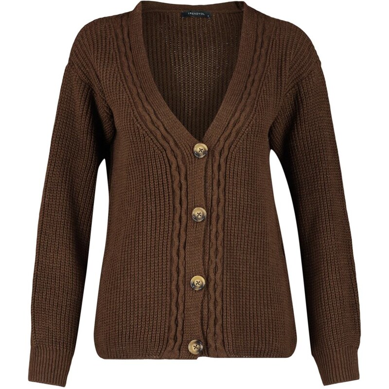 Trendyol Brown Knit Detailní pletený svetr